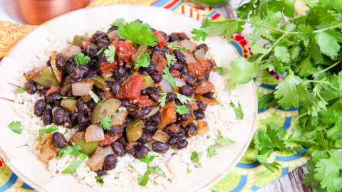 Vegan Easy Black Beans and Rice recipe - with Cilantro Lime Brown Rice / Running in a Skirt