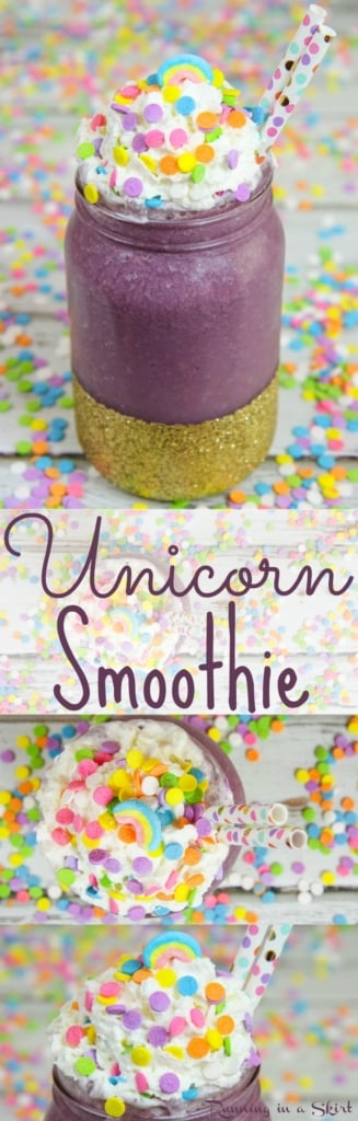 Healthy Unicorn Smoothie recipe -- fun Unicorn Drink! / Running in a Skirt