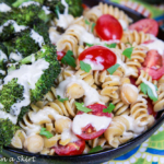 Healthy, Vegan Roasted Broccoli Pasta recipe with tahini dressing / Running in a Skirt