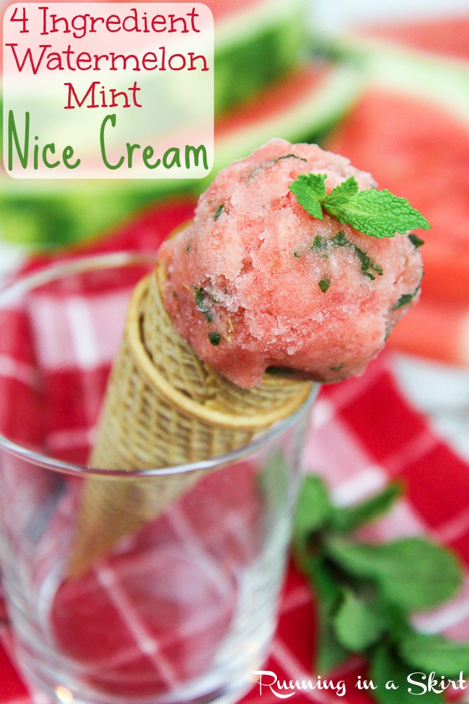 Healthy Vegan Watermelon Sorbet recipe - Nice Cream!/ Running in a Skirt