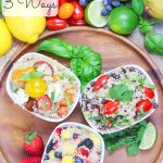 3 Easy Quinoa Salad Recipes- all less than 6 ingredients! Heirloom Tomato Caprese Quinoa Salad, Honey Lime Mango Berry Quinoa Salad and Mexican Black Bean Quinoa Salad / Running in a Skirt