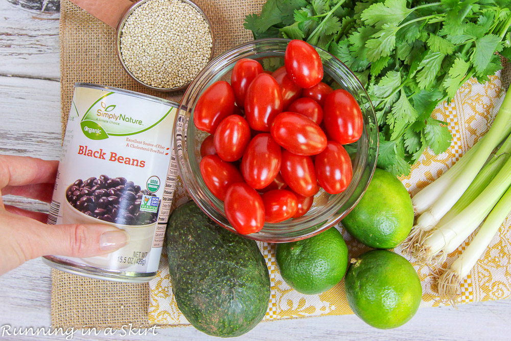 3 Easy Quinoa Salad Recipes- all less than 6 ingredients! Heirloom Tomato Caprese Quinoa Salad, Honey Lime Mango Berry Quinoa Salad and Mexican Black Bean Quinoa Salad / Running in a Skirt