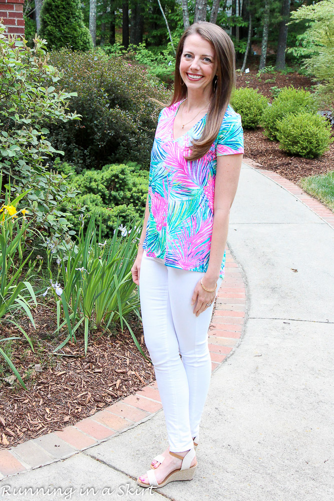 Lilly Pulitzer Shirt / Running in a Skirt