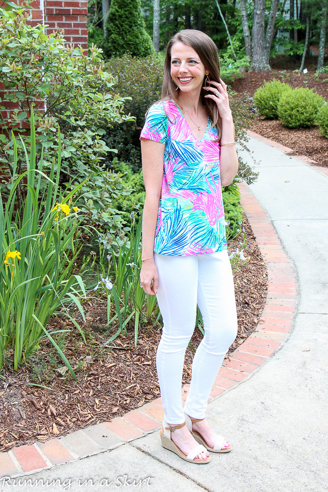 Lilly Pulitzer Shirt / Running in a Skirt