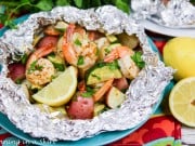 Fast Healthy Grilled Shrimp in Foil Recipe - healthier and sausage free twist on a low country boil! / Running in a Skirt
