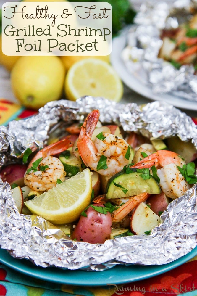 Healthy Grilled Shrimp in Foil Recipe pinterest pin.