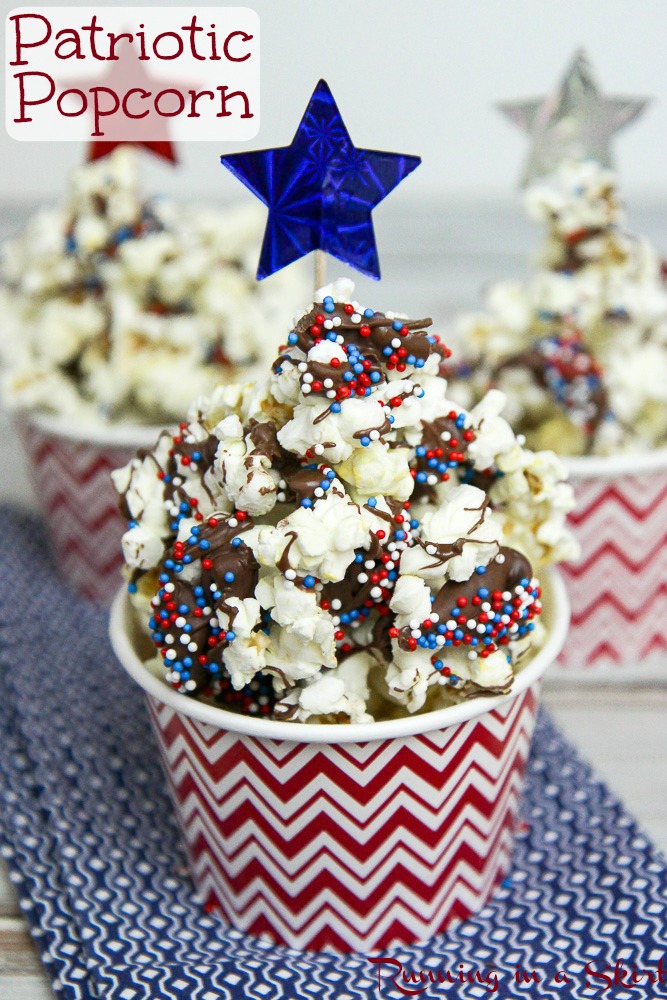 Healthy Patriotic Popcorn recipe for 4th of July, Labor Day or Memorial Day. / Running in a Skirt