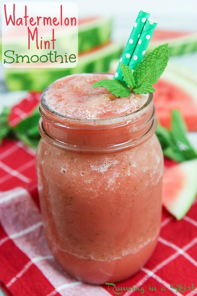 Healthy Watermelon Mint Smoothie Recipe / Running in a Skirt