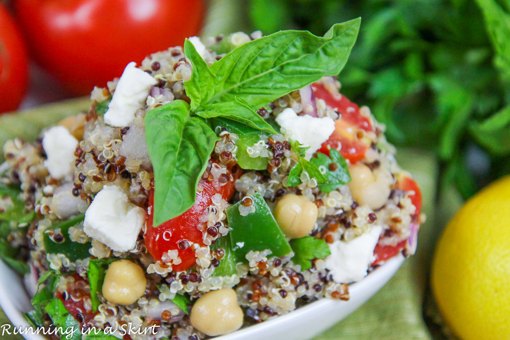 Mediterranean Quinoa Salad in a bowl.