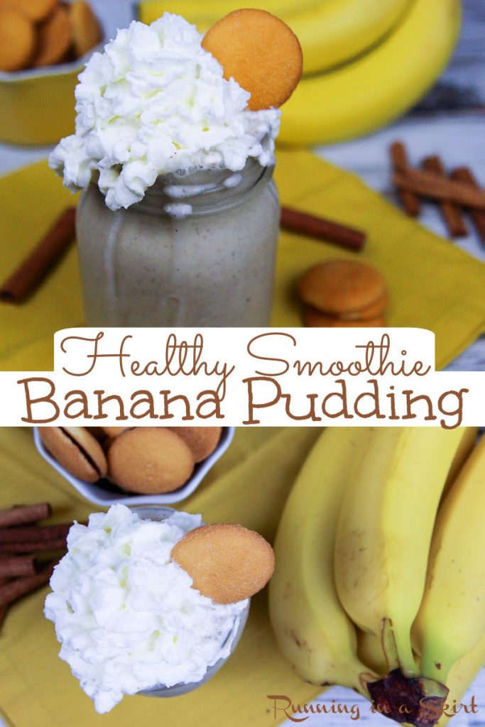 Healthy Banana Pudding Smoothie recipe that tastes like a banana pudding shake Pin