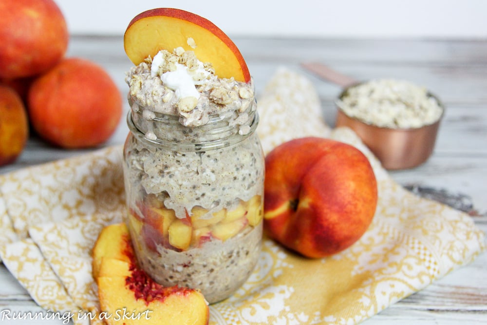Peach Cobbler Overnight Oats recipe « Running in a Skirt