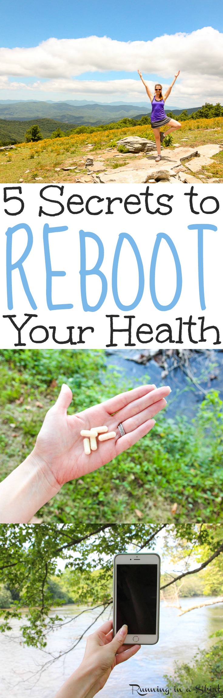 5 Health Secrets to Reboot Your Life!  Including simple motivation tips, daily healthy habits and benefits of the best probiotics. Also looks at natural remedies and ways eating better can make you feel healthier and happier in your own skin. / Running in a Skirt via @juliewunder