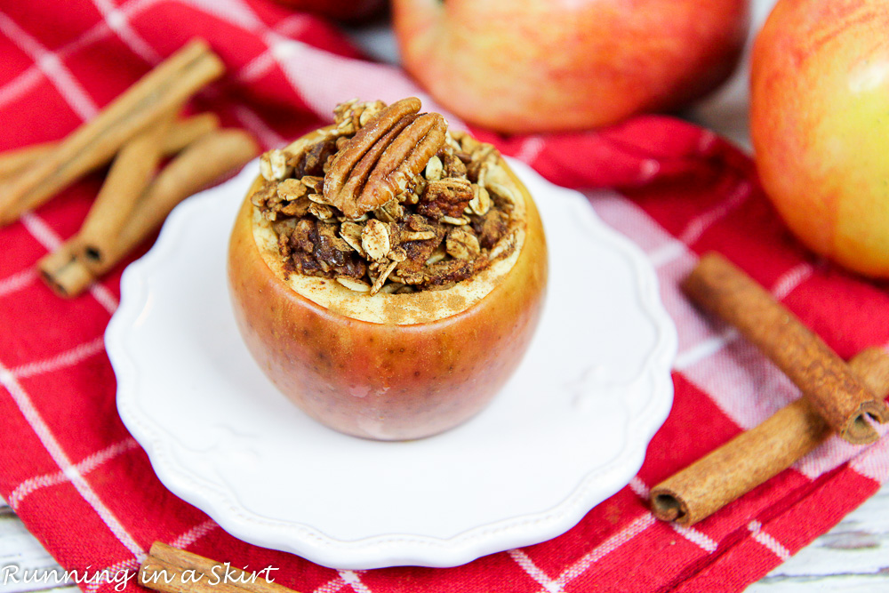 Maple, Pecan and Date Healthy Stuffed Baked Apples/ Running in a Skirt