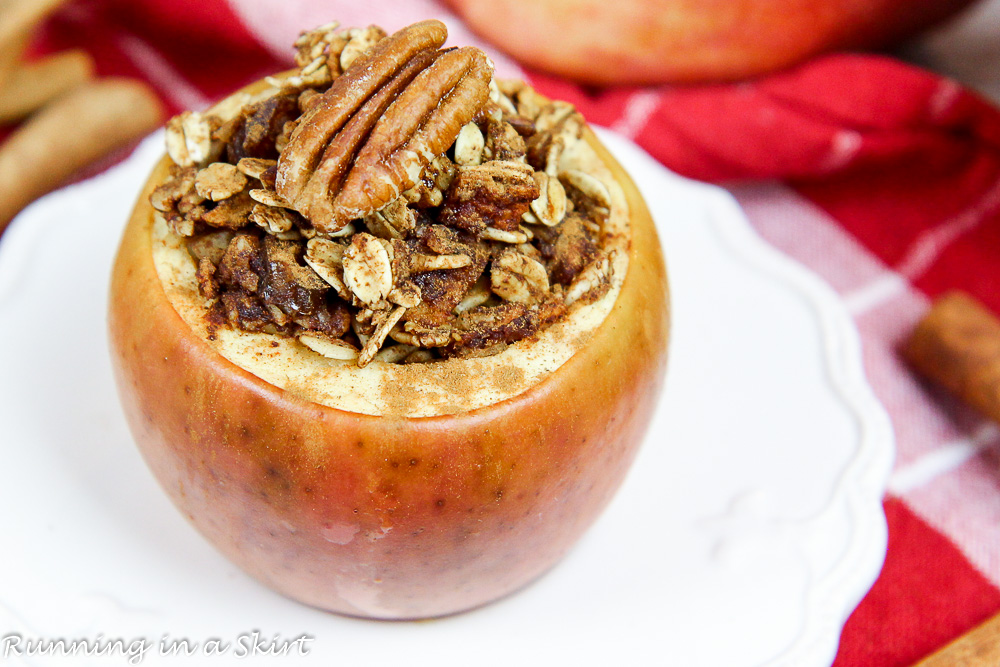 Maple, Pecan and Date Healthy Stuffed Baked Apples/ Running in a Skirt