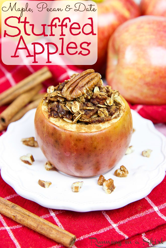 Maple, Pecan and Date Healthy Stuffed Baked Apples/ Running in a Skirt