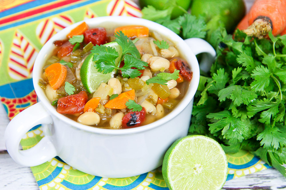 Crock Pot Southwest Vegetarian White Bean Soup recipe/ Running in a Skirt