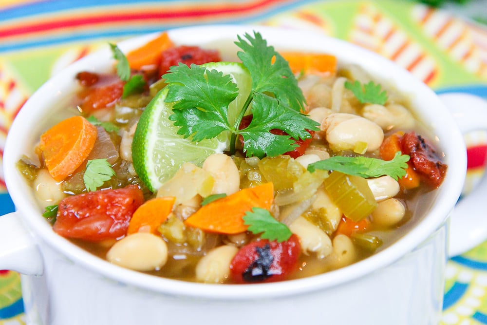 Crock Pot Southwest Vegetarian White Bean Soup recipe/ Running in a Skirt