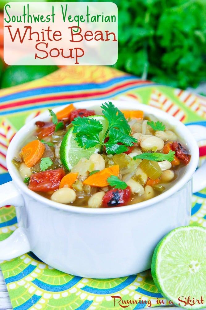 Crock Pot Southwest Vegetarian White Bean Soup recipe/ Running in a Skirt