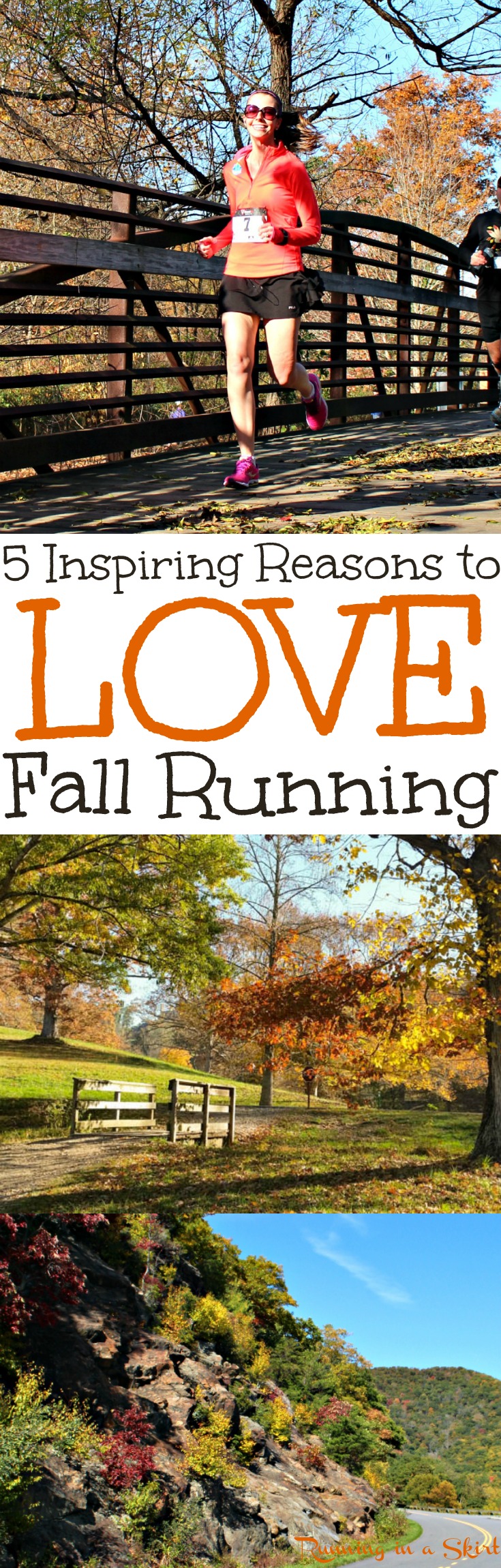 5 Inspiring Reasons to Love Fall Running. Motivation and inspiration for runners to enjoy their best season of running. Whether you're on the trail or road these tips will get you moving. / Running in a Skirt via @juliewunder