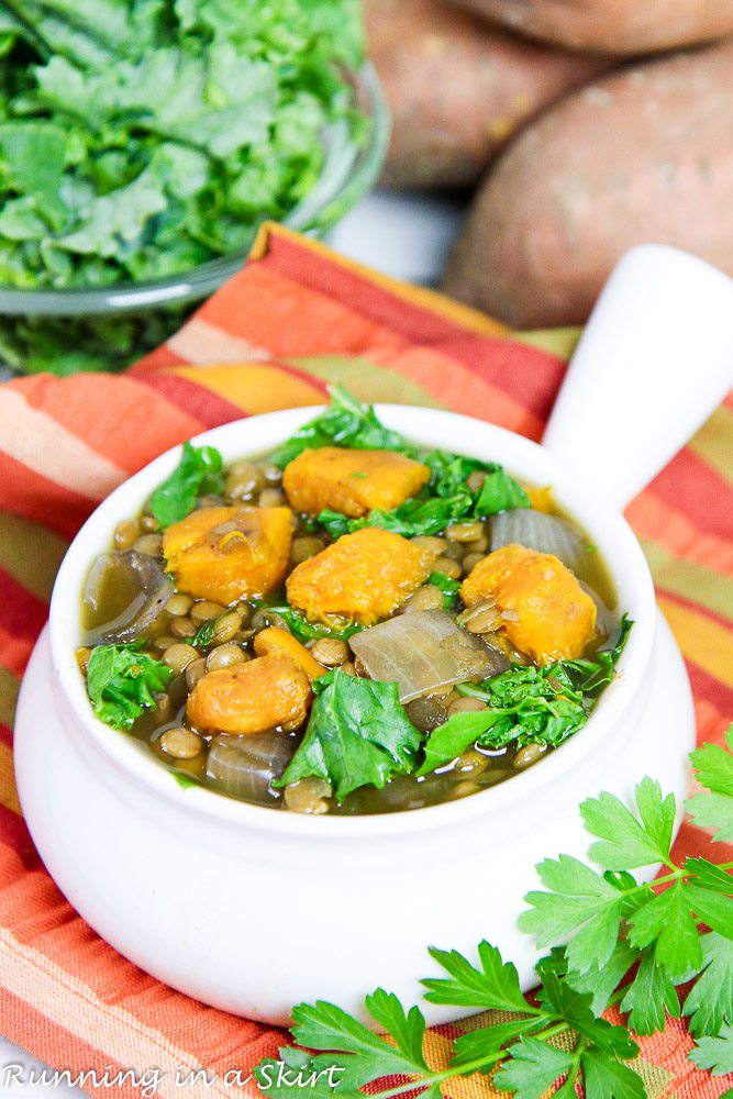 Crock Pot Lentil Sweet Potato Soup recipe / Running in a Skirt