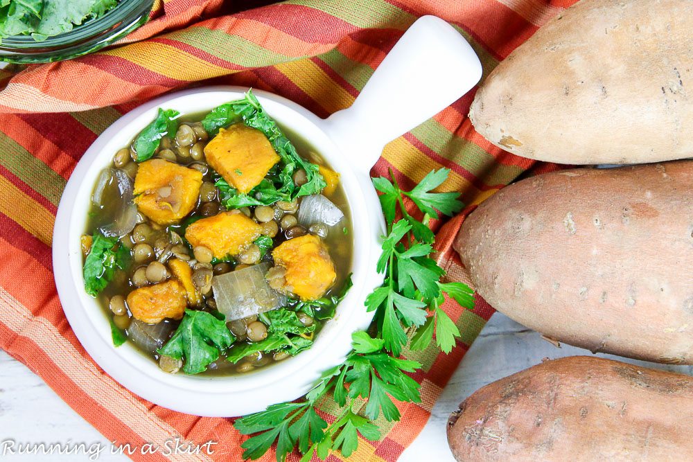 Crock Pot Lentil Sweet Potato Soup recipe / Running in a Skirt