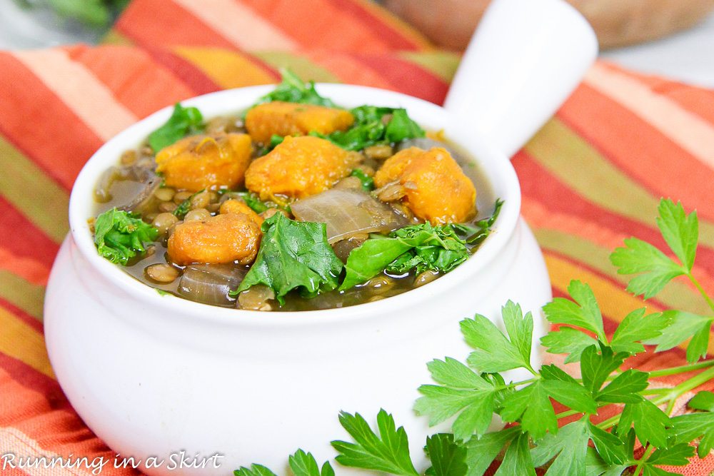 Crock Pot Lentil Sweet Potato Soup recipe / Running in a Skirt