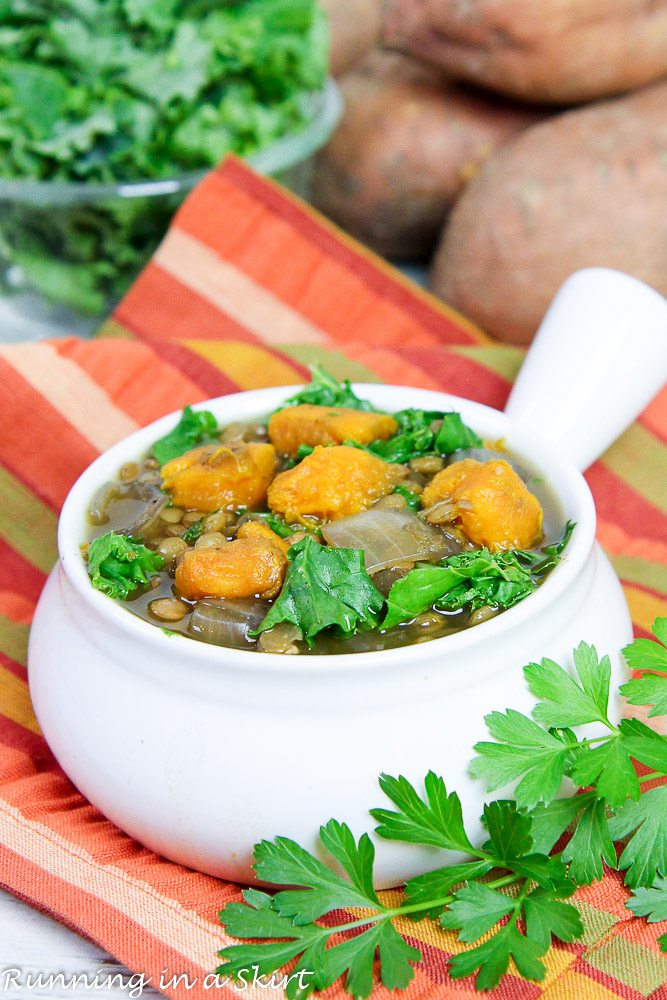 Crock Pot Lentil Sweet Potato Soup recipe / Running in a Skirt