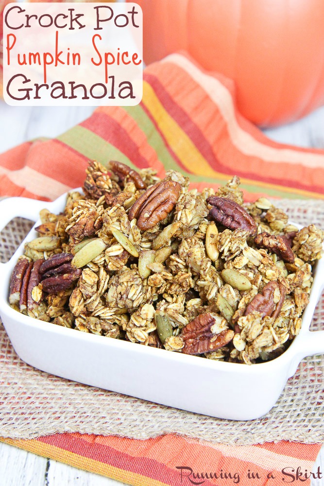 Pumpkin Granola recipe made in the Crock Pot or oven Pinterest Pin