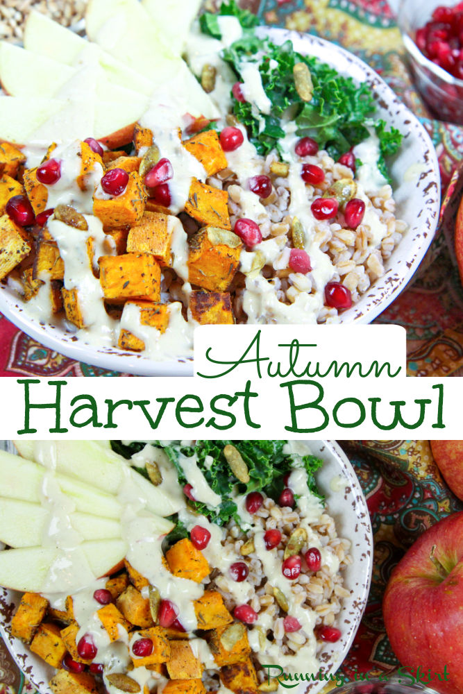 Harvest Bowl recipe Pinterest collage.