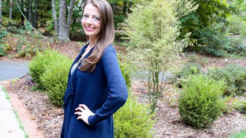 Navy Fringe Sweater / Running in a Skirt