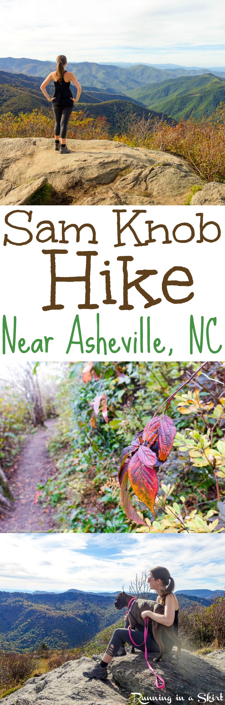 Sam Knob Hike - Details about this gorgeous 2 1/12 mile summit view day hike along the Blue Ridge Parkway near Asheville, North Carolina. Beautiful NC Mountains fall views and one of my favorite Asheville hikes. / Running in a Skirt via @juliewunder