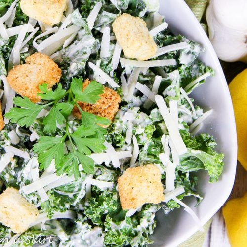 Kale Caesar Salad with Greek Yogurt Caesar Dressing « Running in a Skirt