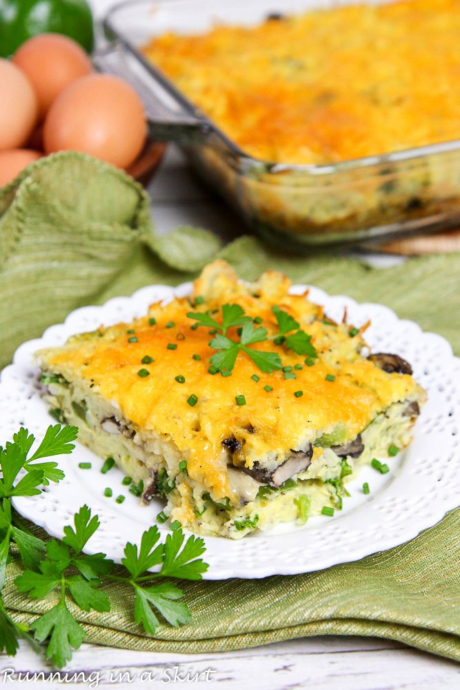 Healthy Vegetarian Breakfast Casserole recipe / Running in a Skirt