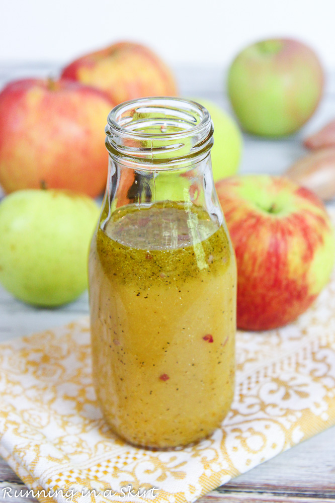 Apple Cider Vinaigrette Dressing in a glass jar.