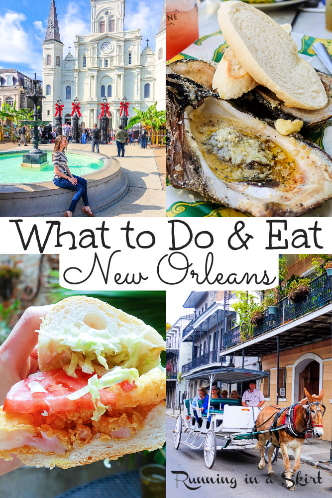 New Orleans Louisiana - Best Things to Do in & Food to Eat. Great options for couples! Includes a perfect iternary for a weekend or 48 hours in New Orleans from locals and must stop iconic restaurant and food experiences. What to do in the French Quarter, Bourbon Street, Garden District, restaurants, shopping... where to stay in and the best hotels! Tips to plan your NOLA vacation and this trip for your bucket lists. / Running in a Skirt #ustravel #nola #neworleans #louisianatravel #travelblogger via @juliewunder