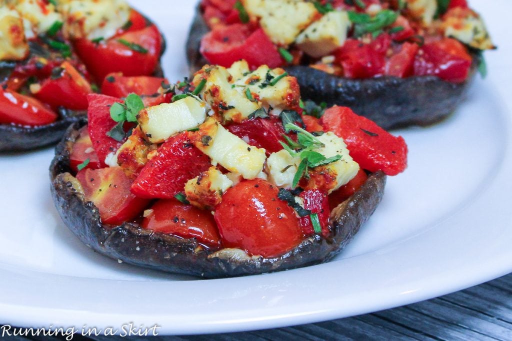 Vegetarian Stuffed Portobello Mushrooms on a plate.