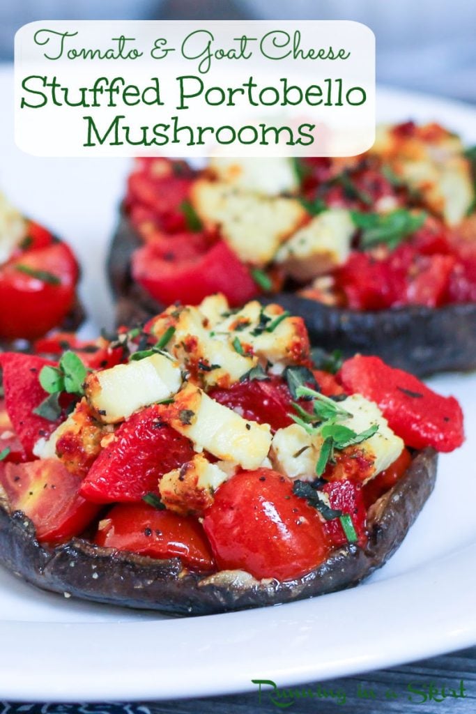 Vegetarian Stuffed Portobello Mushrooms - Tomato, Roasted Red Pepper & Goat Cheese Stuffed Portobello Mushrooms Pinterest Pins