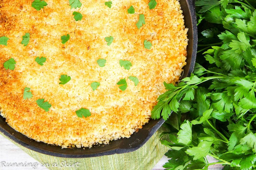 Overhead shot of Healthy Jalapeno Popper Dip recipe.