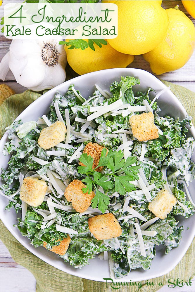 Kale Caesar Salad recipe Pinterest pin.