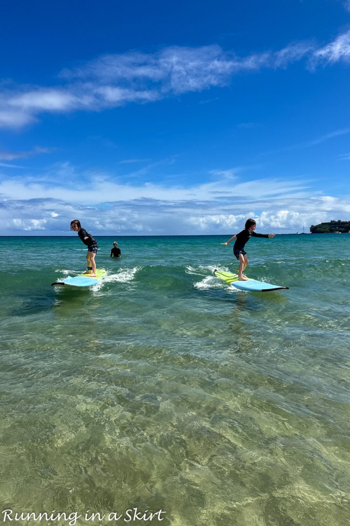 Kids surfing