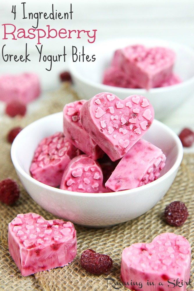4 Ingredient Valentine's Day Greek Yogurt Bites recipe/ Running in a Skirt