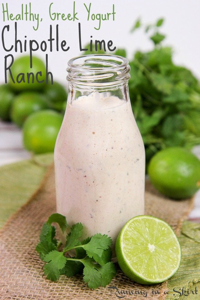 Greek Yogurt Healthy Chipolte Lime Ranch Dressing recipe / Running in a Skirt