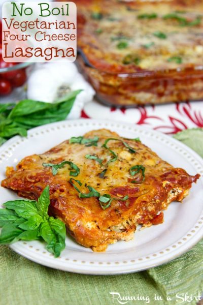 NO Boil Four Cheese Easy to Make Vegetarian Lasagna