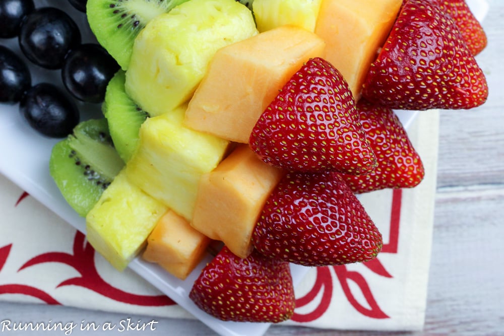 Rainbow fruit salad and honeyed yoghurt