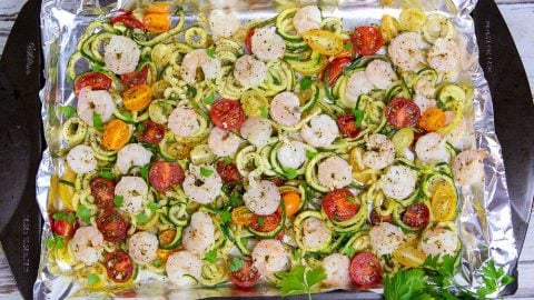 6 Ingredient Sheet Pan Shrimp and Zoodles recipe