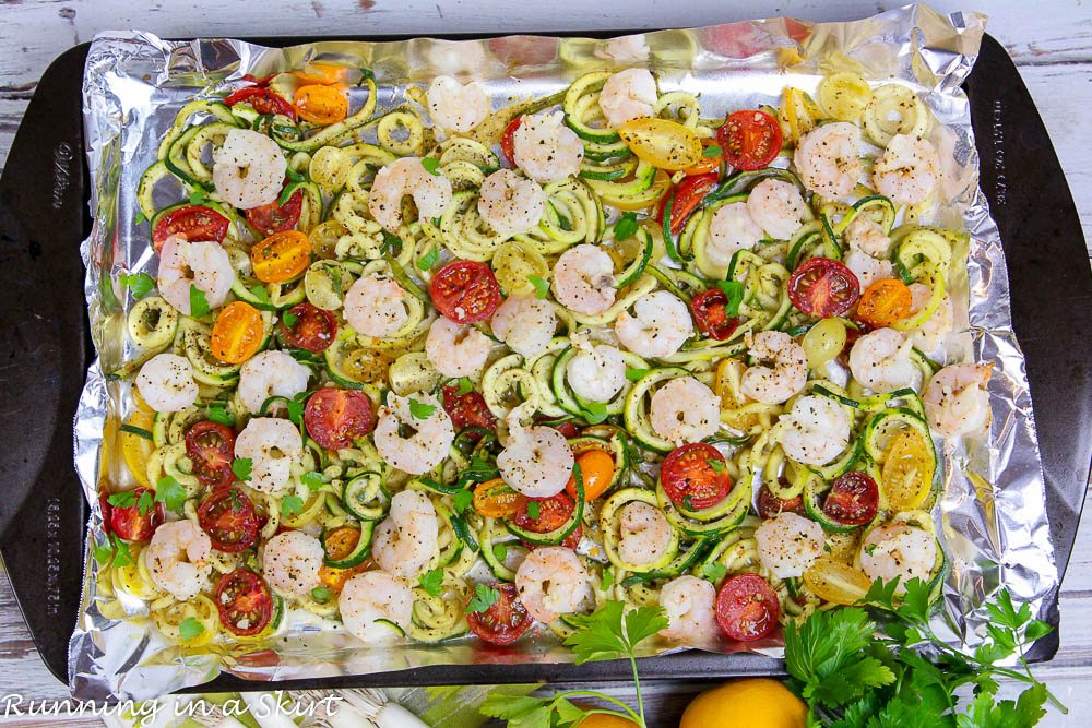 6 Ingredient Sheet Pan Shrimp and Zoodles recipe