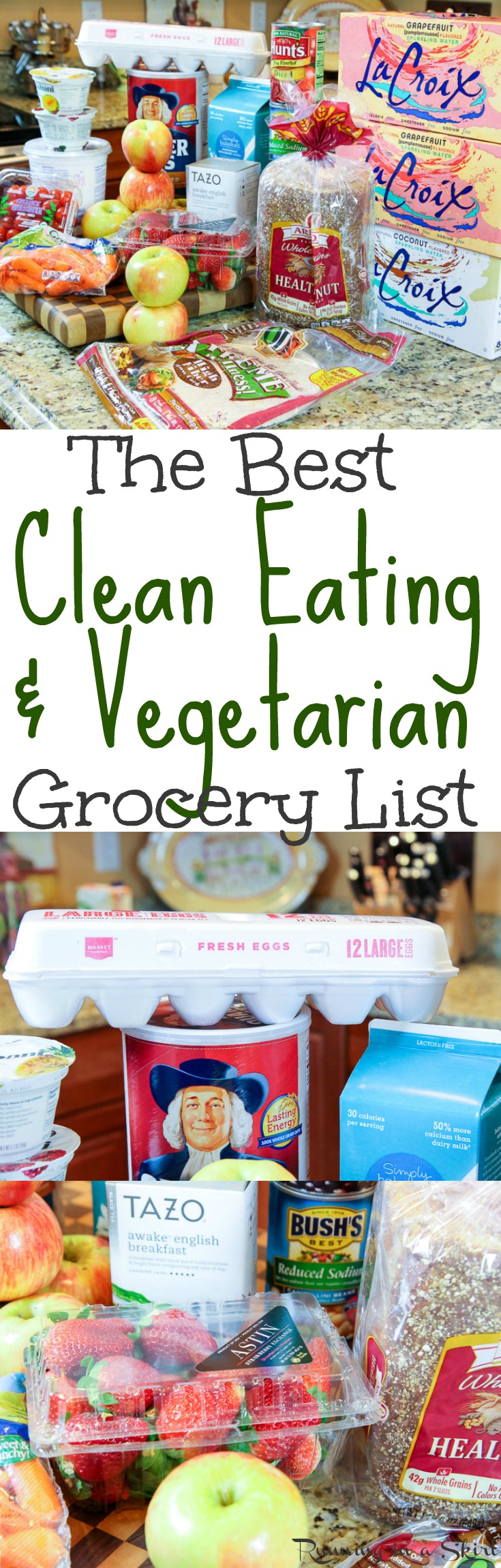 The Best Vegetarian and Clean Eating Grocery List. Ideas for a plant based diet basic weekly shopping trip master list... great for meal planning for beginners or on a budget.  Includes meal ideas and food recipes to make with your groceries. / Running in a Skirt @shiptgroceries @target via @juliewunder