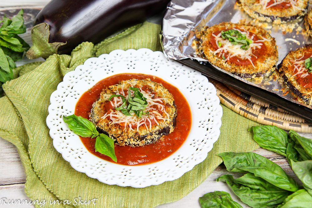 Baked Eggplant Slices with Tomato Sauce / Running in a Skirt