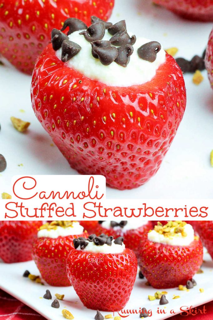 Cannoli Stuffed Strawberries pinterest pin collage.