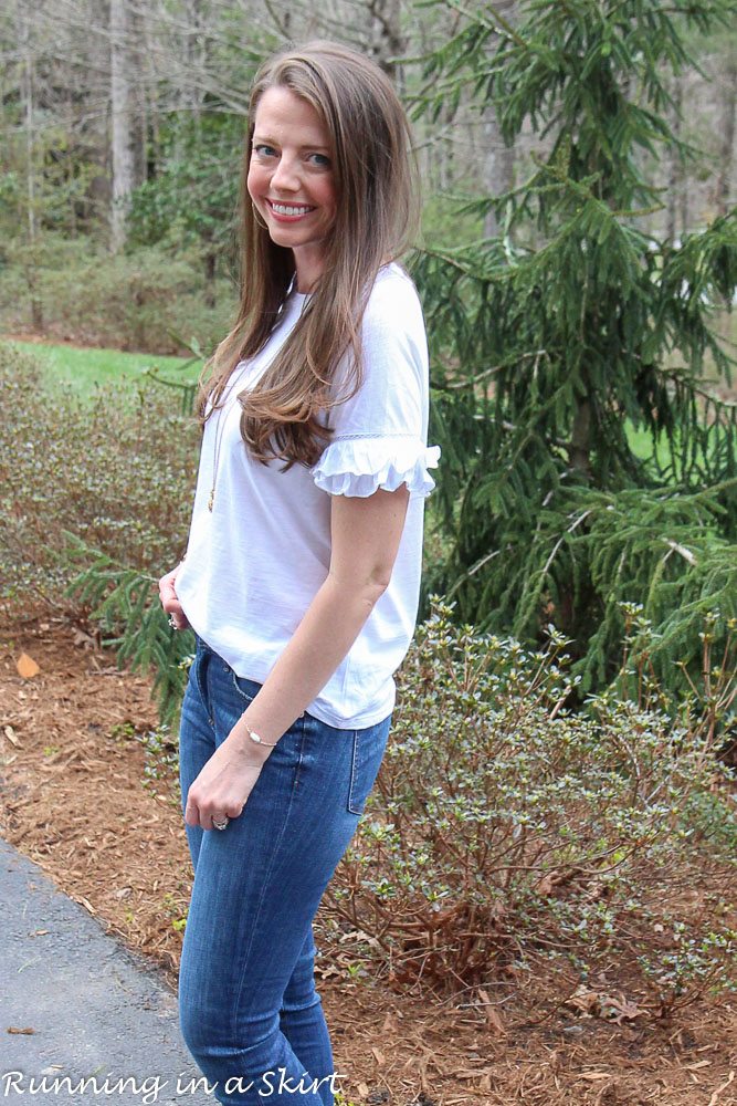 White Ruffle Sleeve Shirt